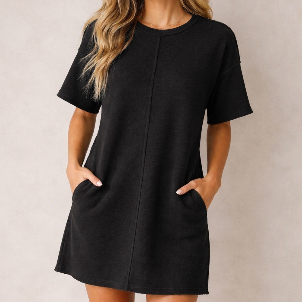 New In Black Women's Sweater Dress With Pockets Medium